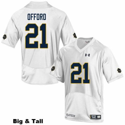 Notre Dame Fighting Irish Men's Caleb Offord #21 White Under Armour Authentic Stitched Big & Tall College NCAA Football Jersey LIP8099YK